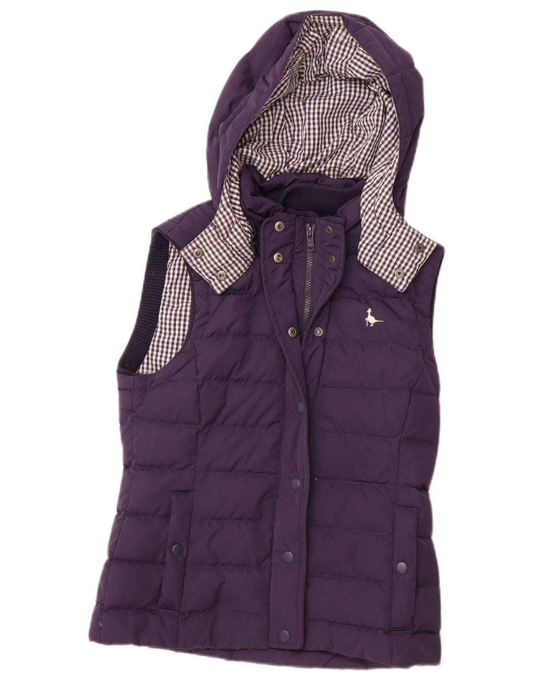 JACK WILLS Dame hætte polstret Gilet UK 10 Small Navy Blue Polyester
