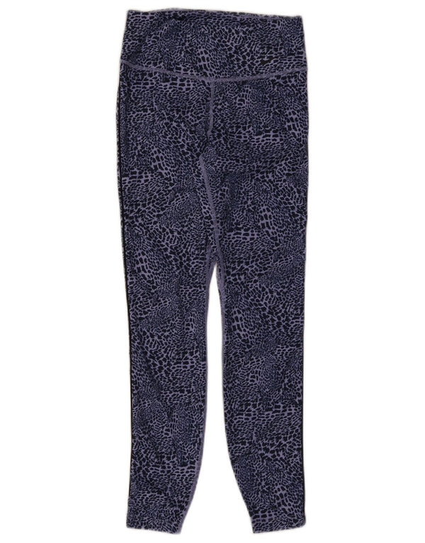 Nike Dame Dri Fit Leggings UK 8 Small Blue Animal Print Polyester