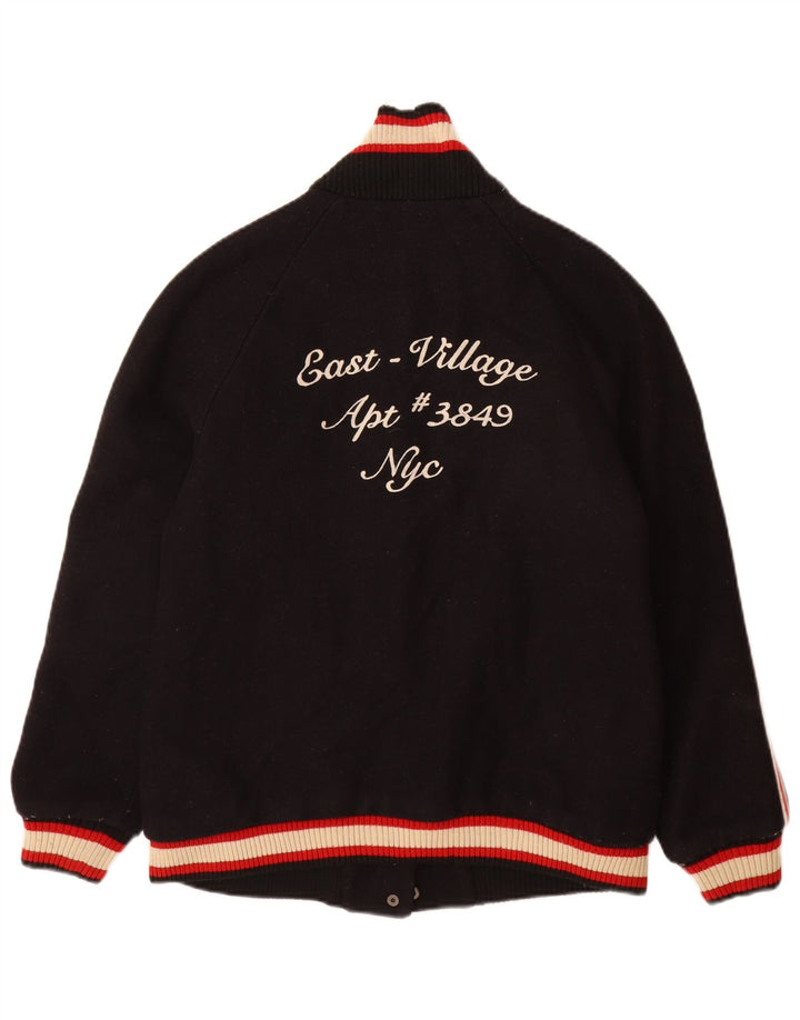 Zara Dame Trafaluc Grafisk Varsity Jacket UK 16 Large Black Colourblock