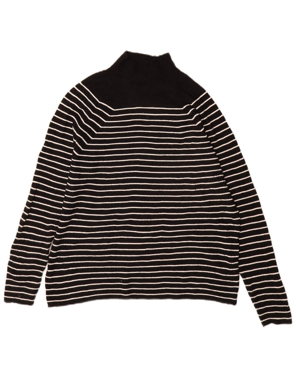 Marks & Spencer Dame Turtle Neck Jumper Sweater UK 18 XL Sort Stribet