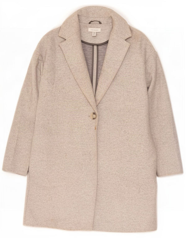 Topshop Dame Oversized Overfrakke UK 8 Small Grå Polyester