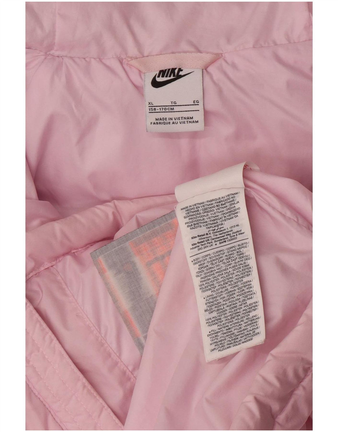 Nike Polstret hættejakke til piger 13-14 år XL Pink Polyester