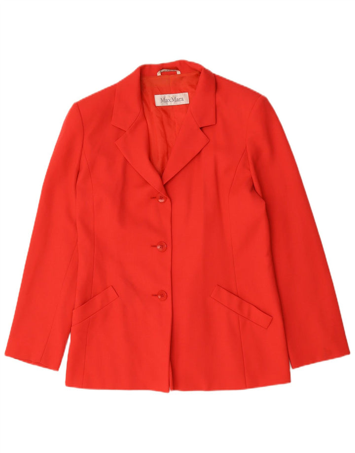 Max Mara Dame 3-knaps blazerjakke UK 12 Medium Rød Uld