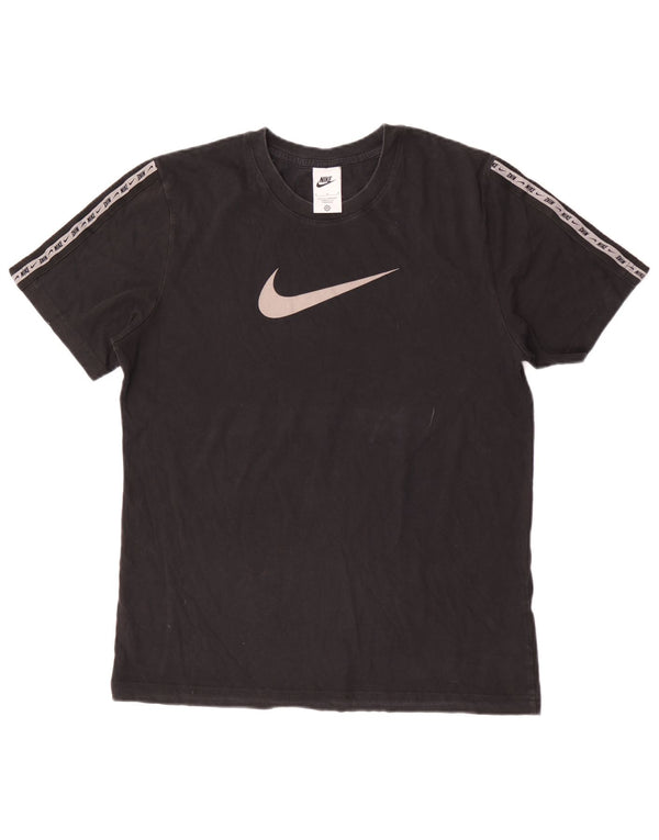 Nike Herre grafisk T-shirt Top Medium Sort Colourblock Bomuld