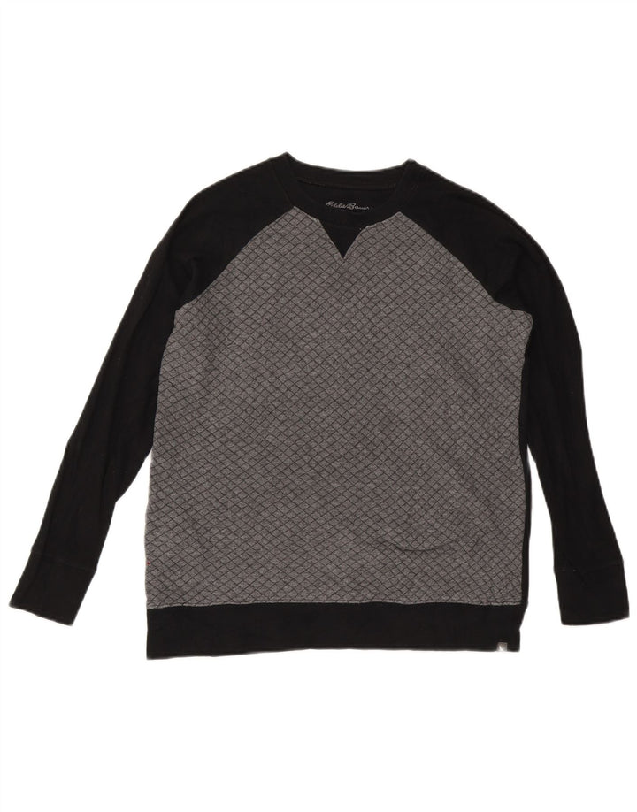 Eddie Bauer Dame Sweatshirt Jumper UK 14 Medium Grey Colourblock Bomuld