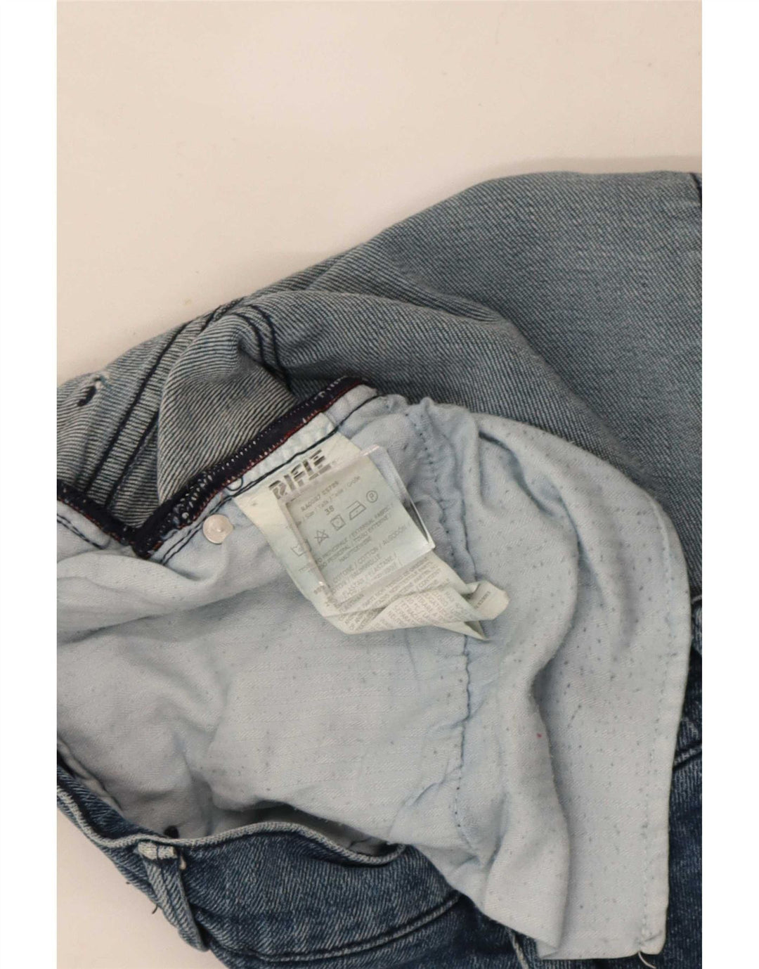 Rifle Herre Distressed Slim Jeans W38 L33 Blå Bomuld