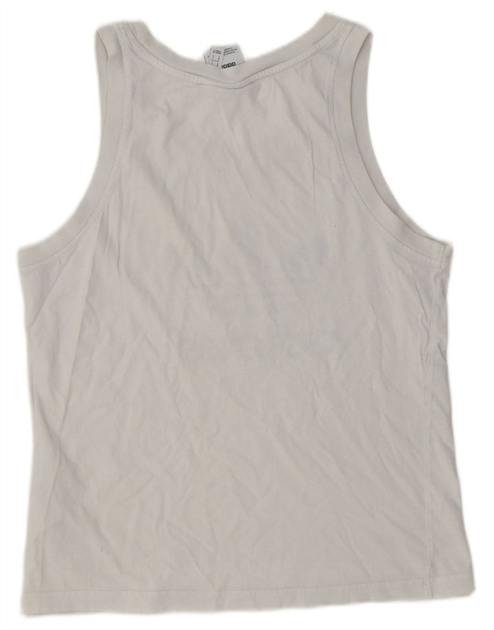 Adidas Dame Grafisk Vest Top UK 10 Small White Bomuld