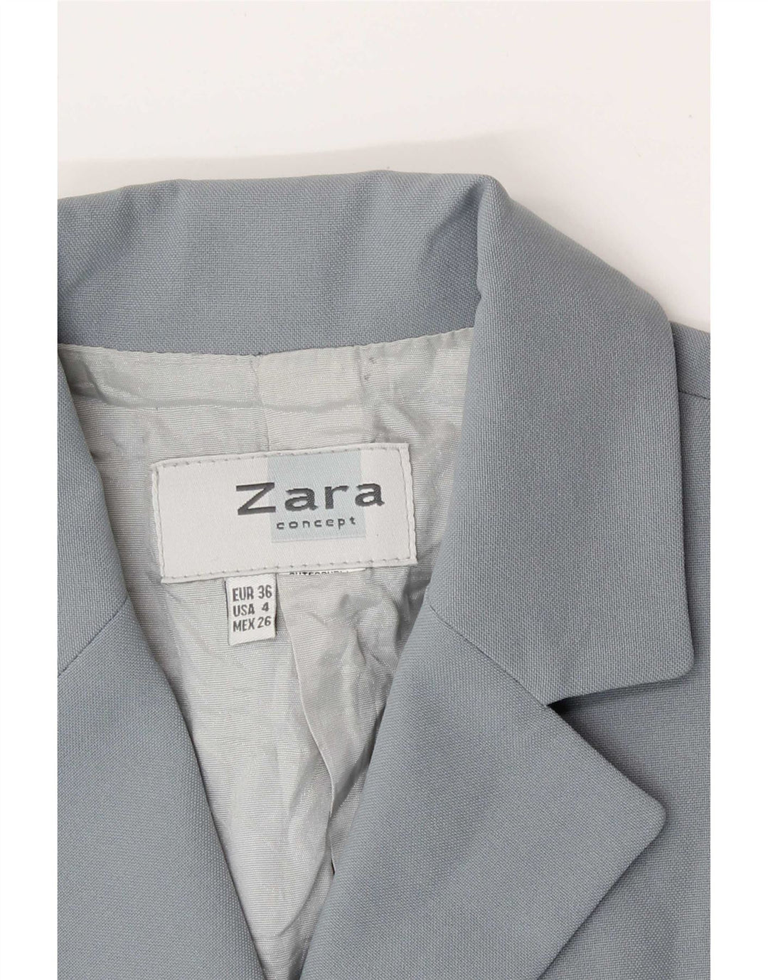 Zara kortærmet 3-knaps blazerjakke til kvinder EU 36 XS Grå