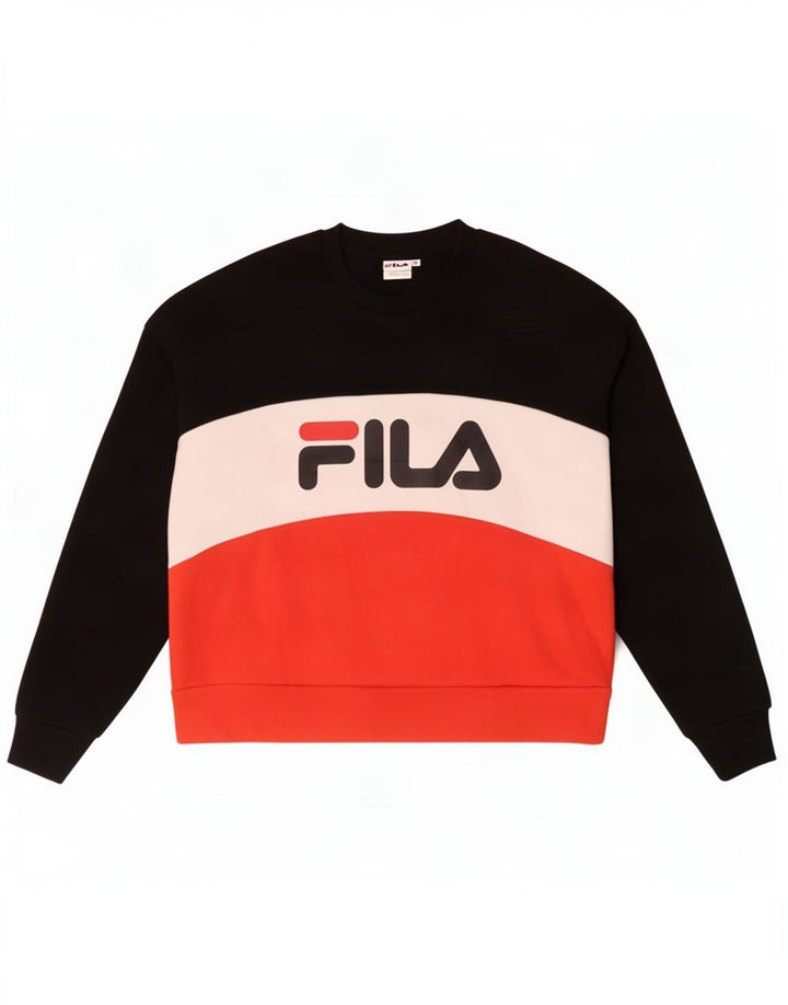 Fila Dame Grafisk Sweatshirt Jumper UK 14 Medium Flerfarvet