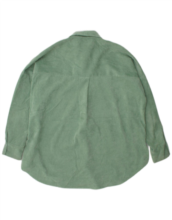 Zara Dame Oversized Corduroy Skjorte UK 6 XS Grøn Polyester