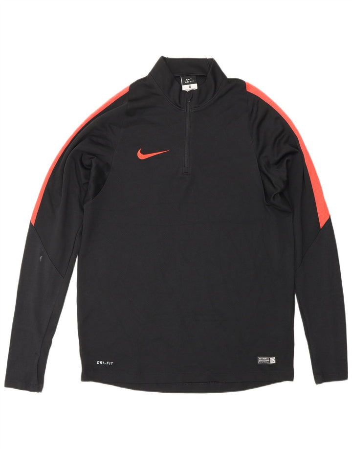 Nike Pullover med lynlås til mænd, træningsdragt Top Medium Sort Polyester Sports