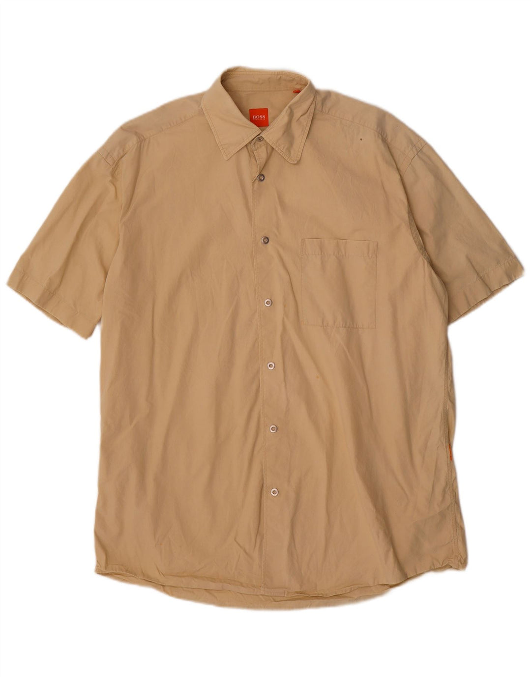Hugo Boss Kortærmet Herreskjorte Medium Beige Bomuld