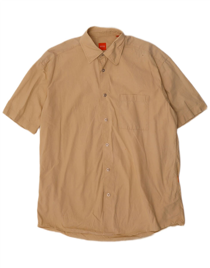 Hugo Boss Kortærmet Herreskjorte Medium Beige Bomuld