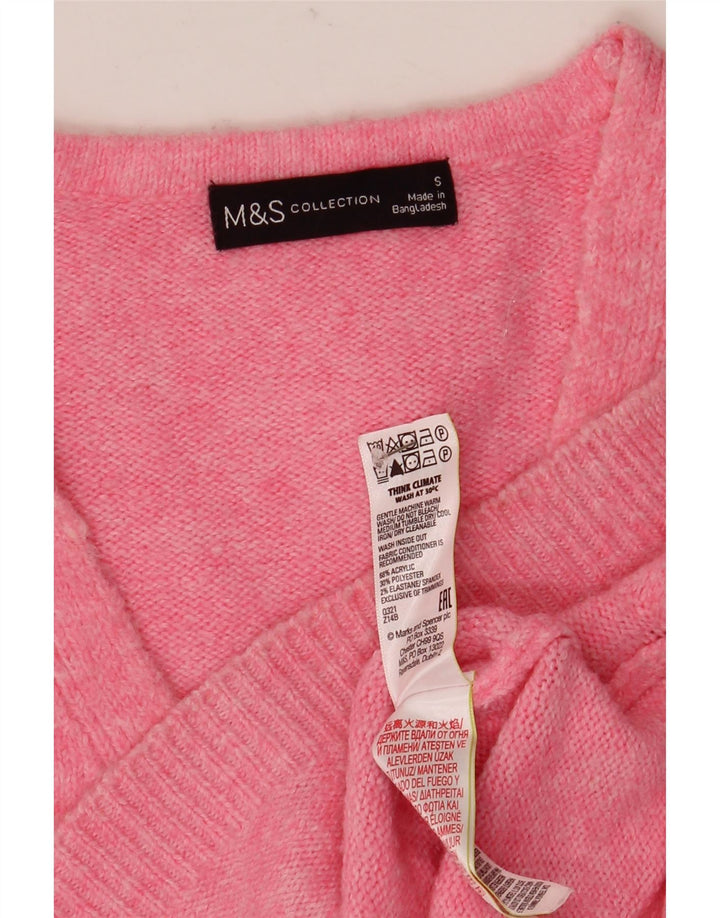 Marks & Spencer Dame V-hals sweater UK 10 Small Pink Flecked