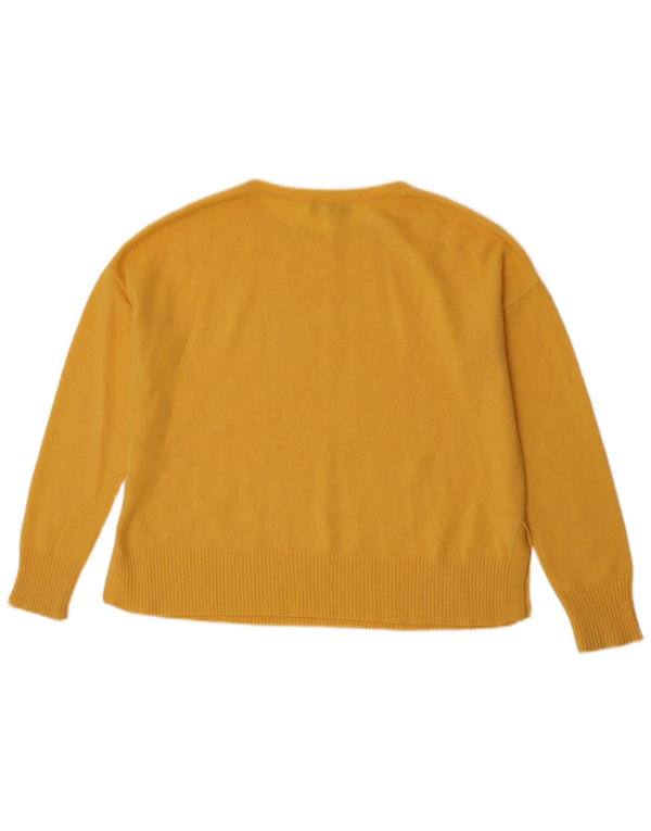 Hobbs Dame Oversized Boat Neck Jumper Sweater UK 10 Small Yellow Cashmere