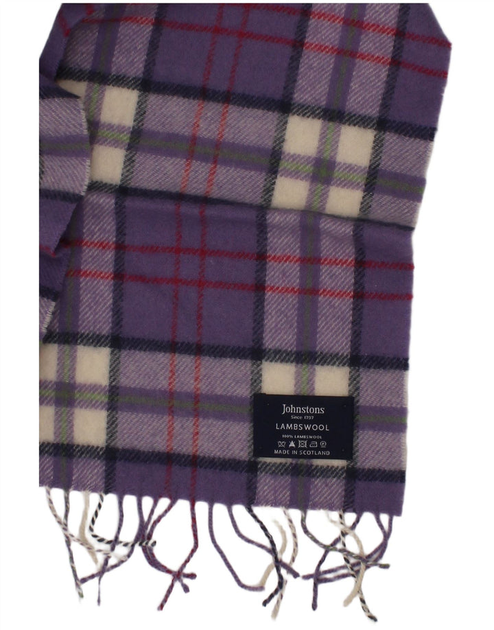 Johnstons Kvinders rektangel tørklæde One Size Lilla Plaid Lammeuld