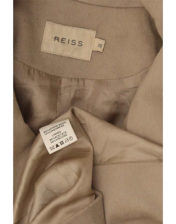 Reiss Dame Dobbeltradet Frakke UK 6 XS Beige Virgin Wool