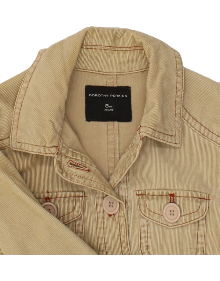 DOROTHY PERKINS Womens Corduroy Jacket UK 8 Small  Beige Cotton Vintage Dorothy Perkins and Second-Hand Dorothy Perkins from Messina Hembry 