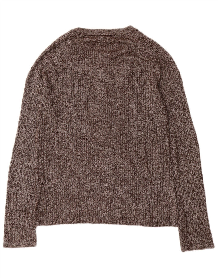 Zara Herre Boat Neck Jumper Sweater Medium Brun Flecked