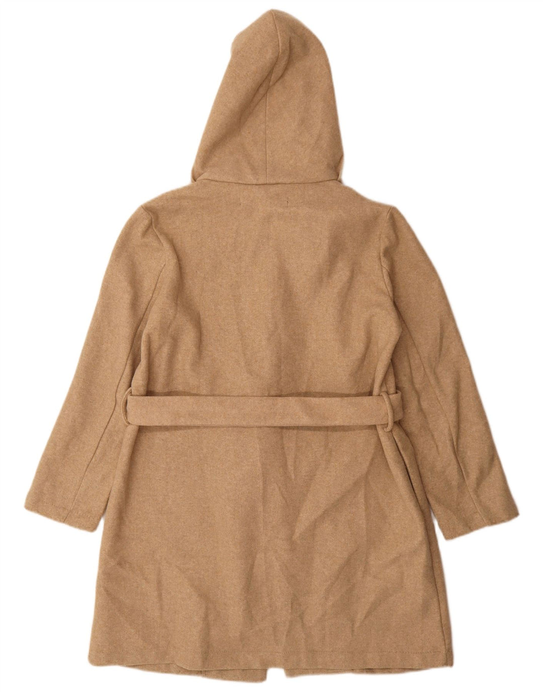 Zara Dame Hætte Oversized Overfrakke UK 10 Small Beige Polyester