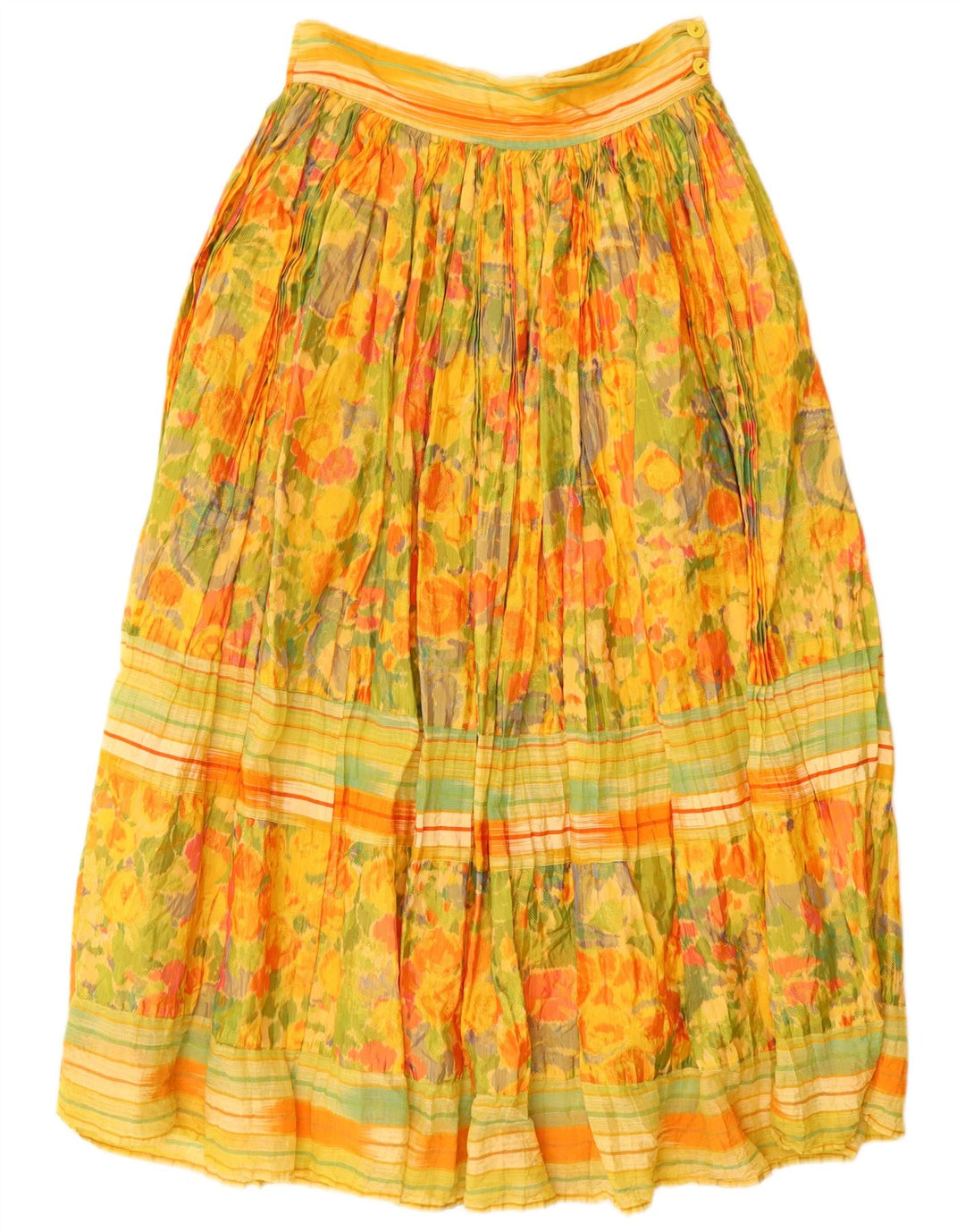 Valgmuligheder Dame Maxi Flared Skirt IT 44 Medium W28 Gul Floral Viscose