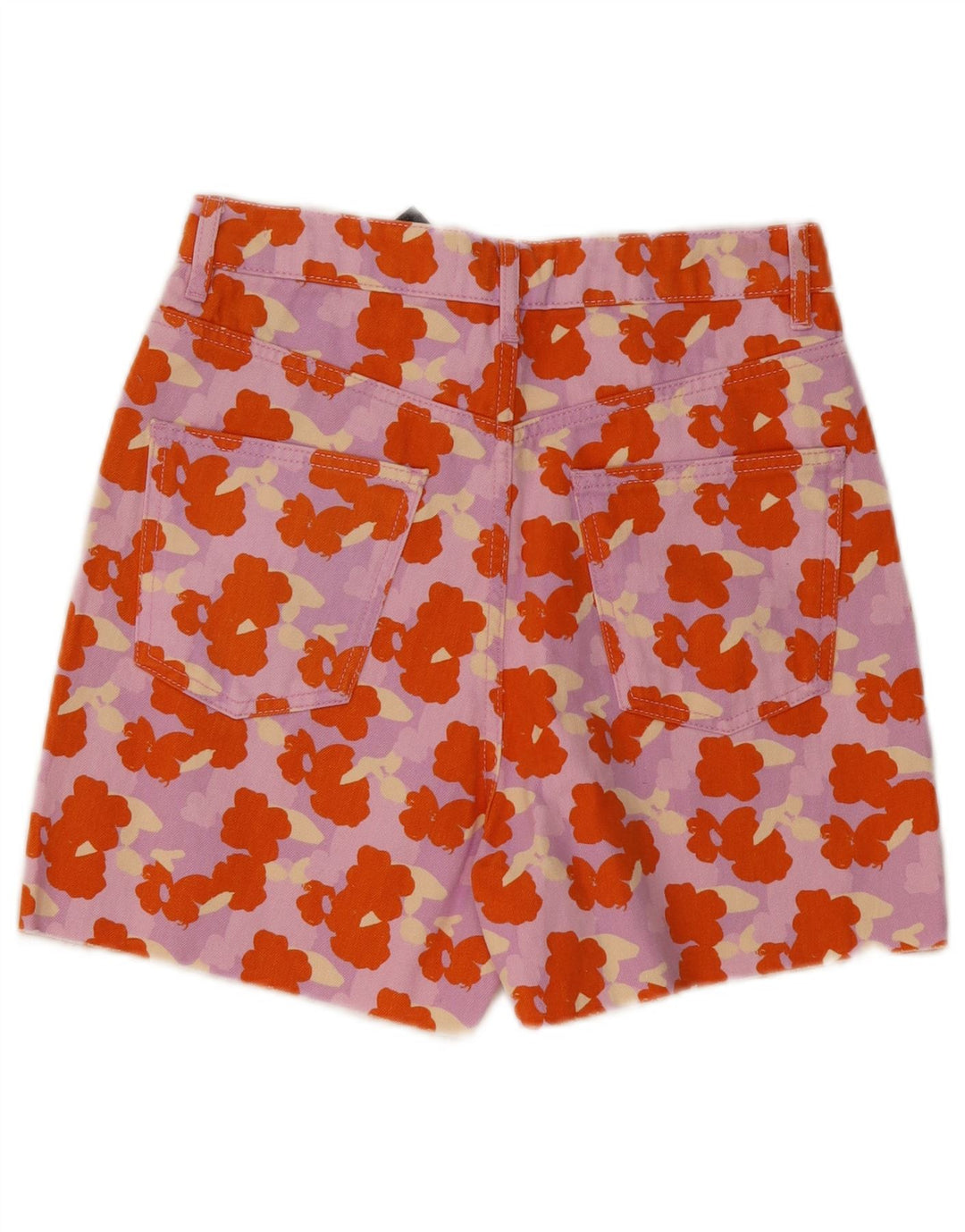 ZARA højtaljede denimshorts til kvinder EU 36 Small W26 Multicolored Floral