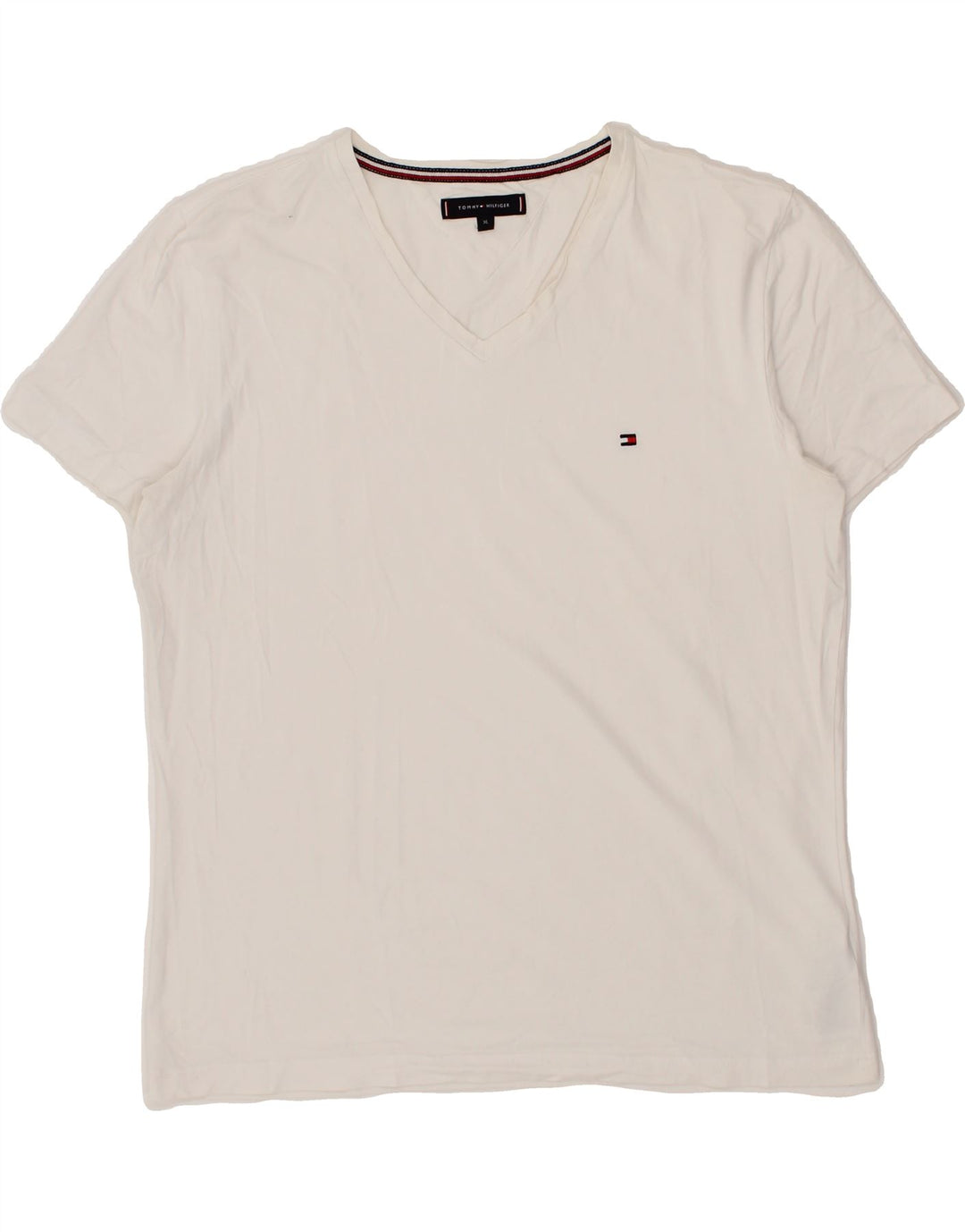 TOMMY HILFIGER Mens T-Shirt Top XL White Cotton Vintage Tommy Hilfiger and Second-Hand Tommy Hilfiger from Messina Hembry 