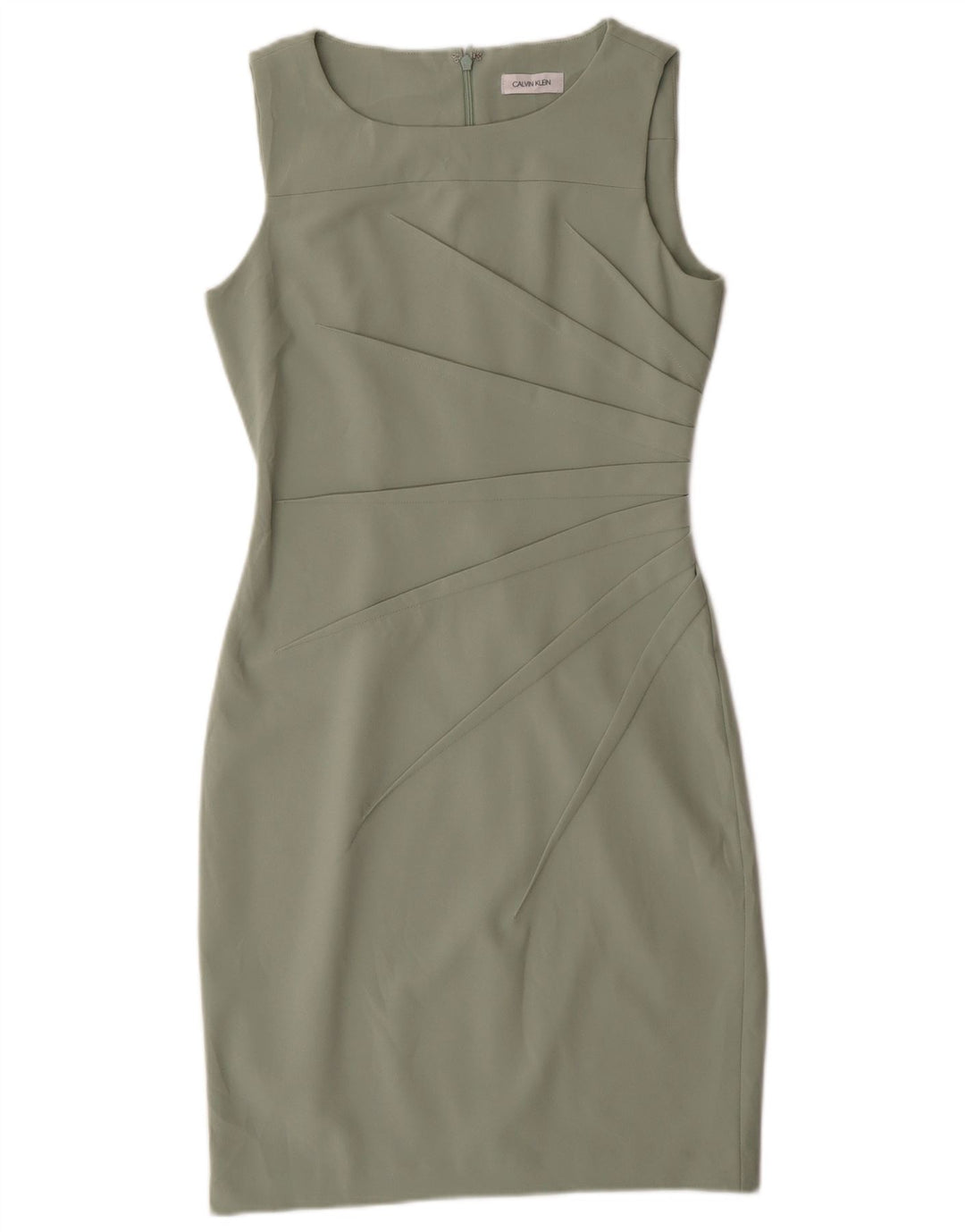 Calvin Klein Dame Ærmeløs Bodycon Kjole UK 12 Medium Green Polyester