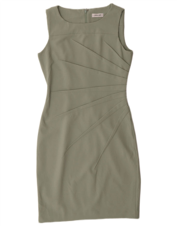 Calvin Klein Dame Ærmeløs Bodycon Kjole UK 12 Medium Green Polyester