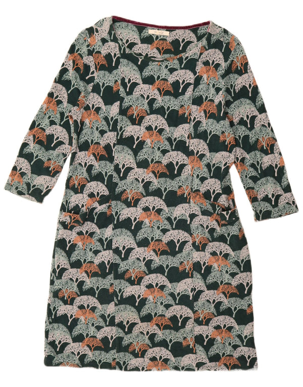 White Stuff Womens 3/4-ærmet Skede Kjole UK 14 Medium Green Floral