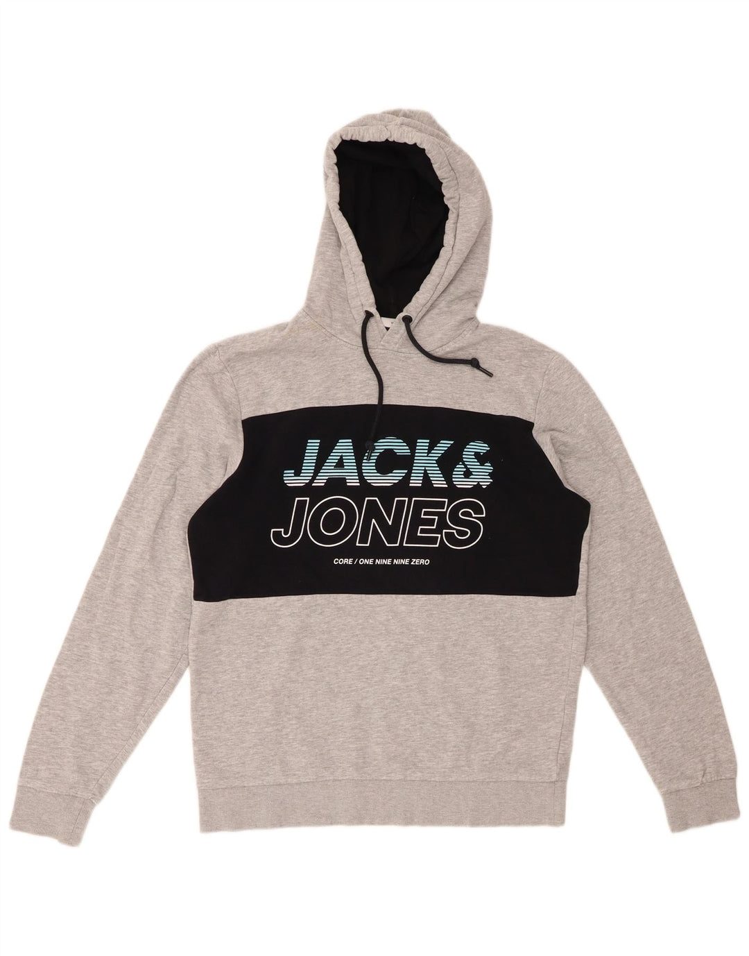 Jack & Jones Grafisk hættetrøje til mænd, stor grå farveblok