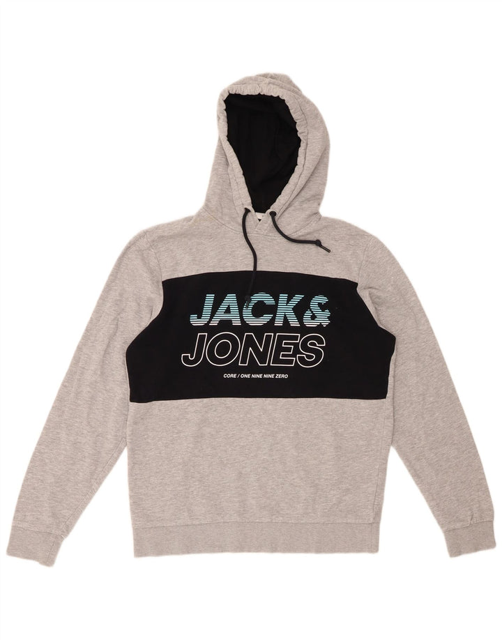 Jack & Jones Grafisk hættetrøje til mænd, stor grå farveblok