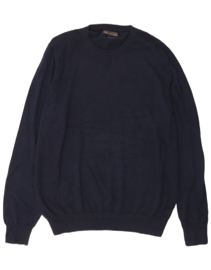 Marks & Spencer Herre sweater med rund hals XL marineblå bomuld