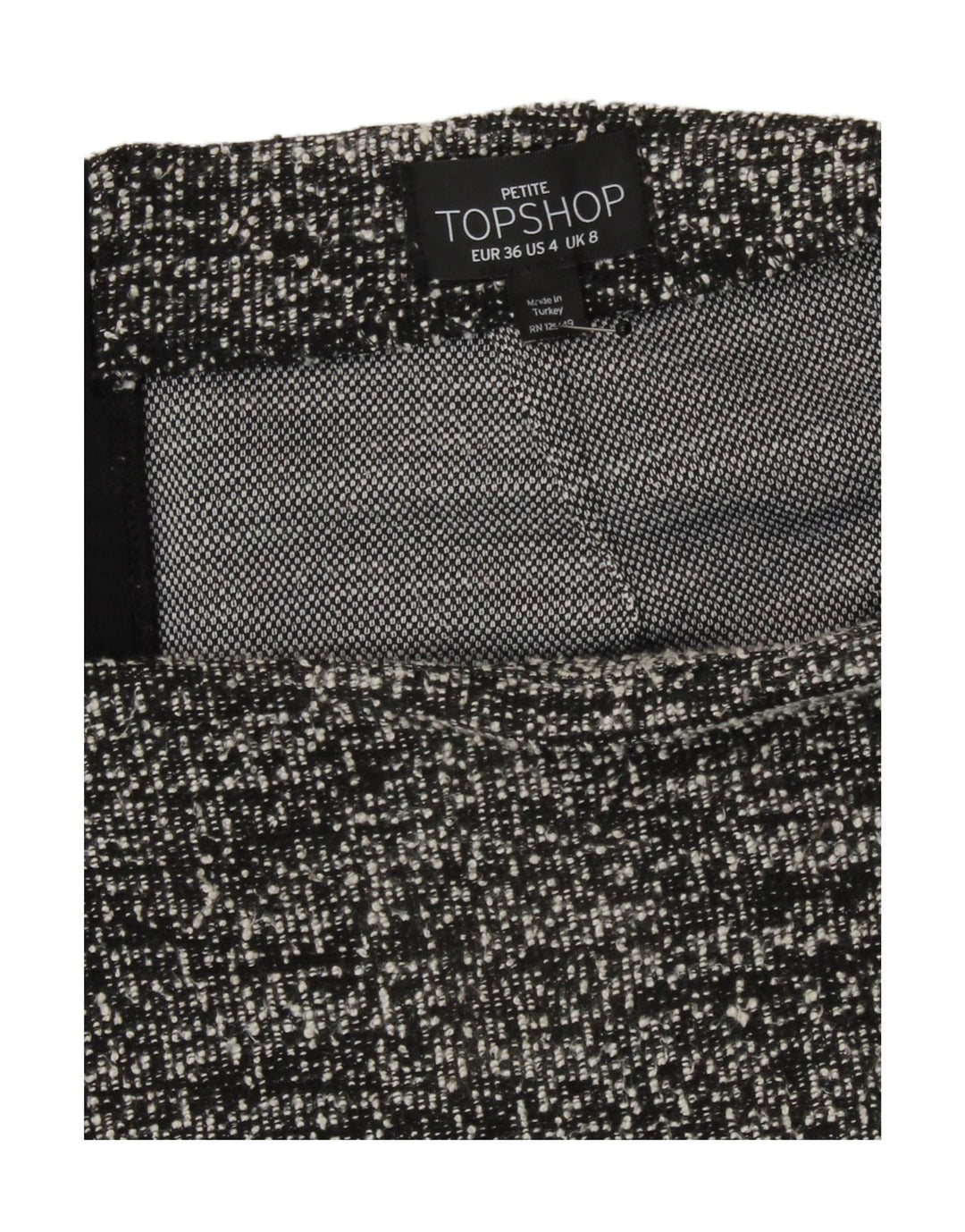 Topshop Dame Mini Nederdel UK 8 Small W27 Sort Flecked Polyester