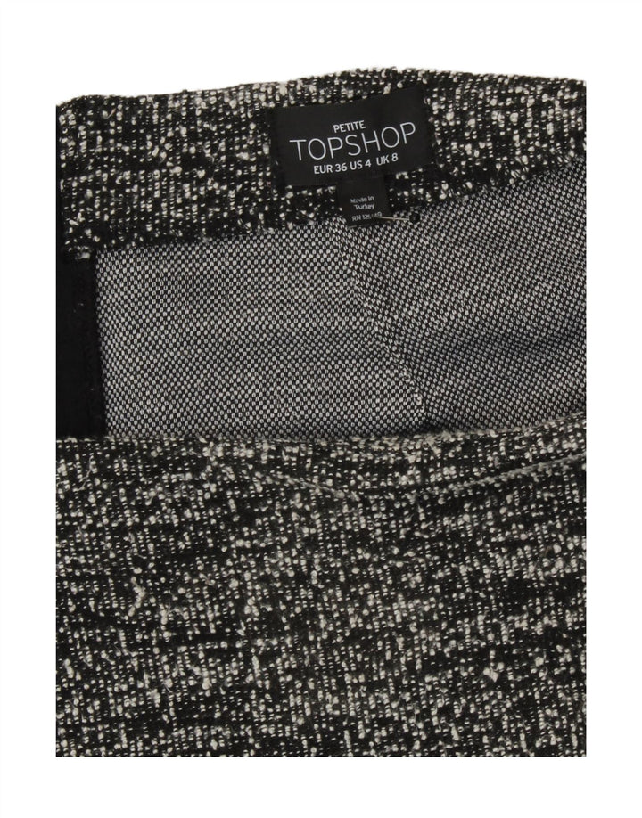 Topshop Dame Mini Nederdel UK 8 Small W27 Sort Flecked Polyester