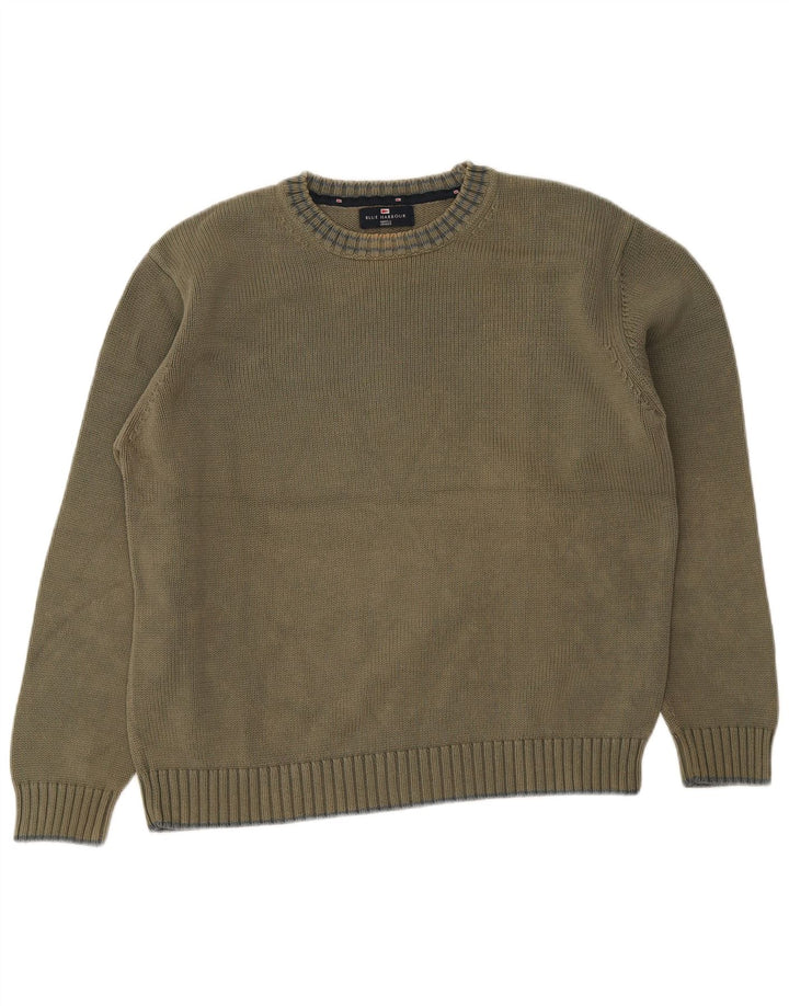Marks & Spencer Herre sweater med rund hals, stor grøn bomuld