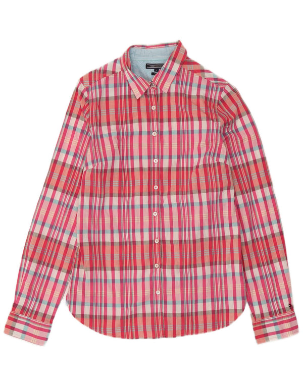TOMMY HILFIGER Figursyet skjorte til kvinder US 8 Medium Pink ternet bomuld