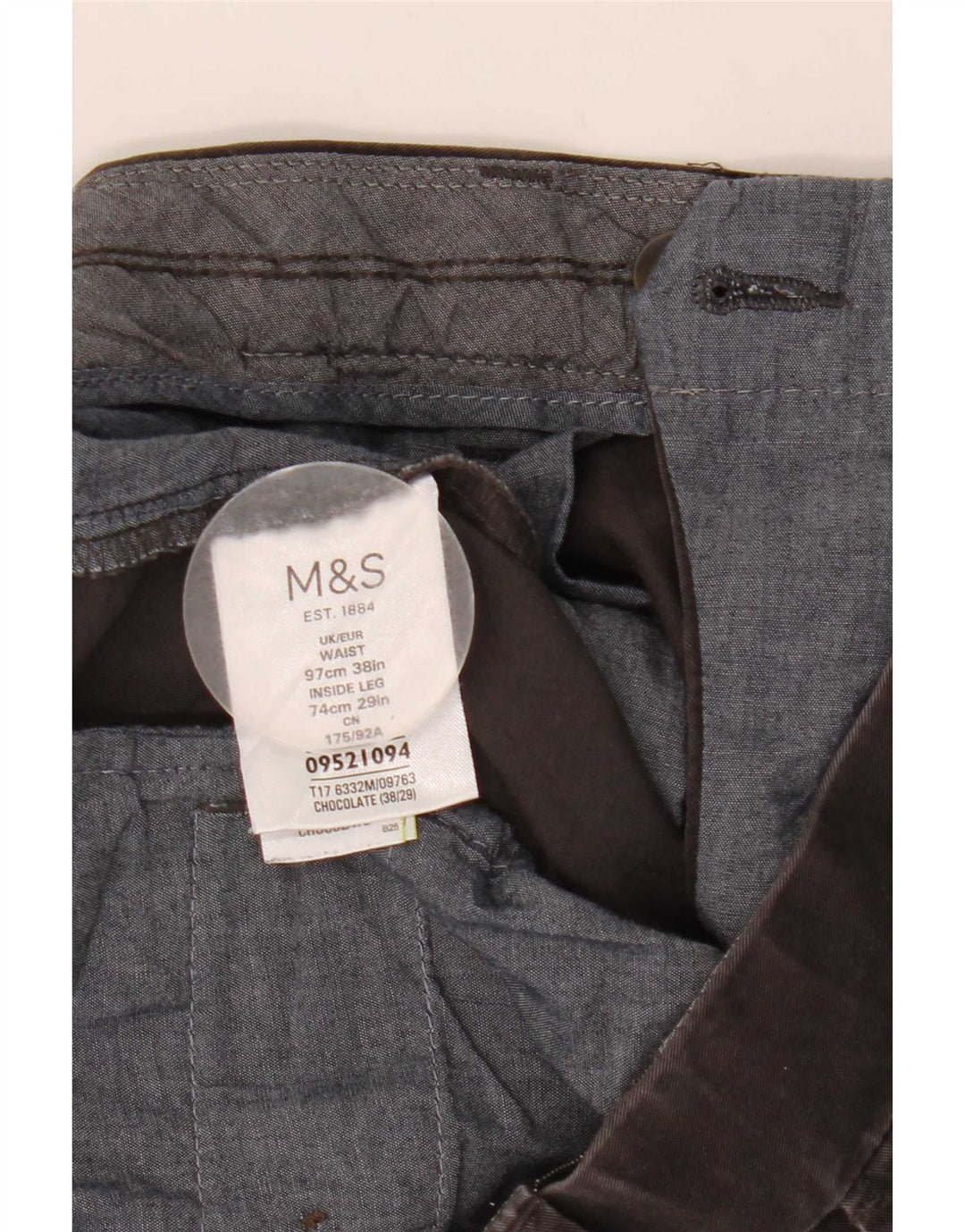 Marks & Spencer Herre Straight Cropped Trousers W38 L24 Brun Bomuld