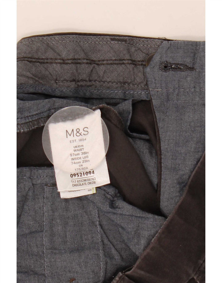 Marks & Spencer Herre Straight Cropped Trousers W38 L24 Brun Bomuld