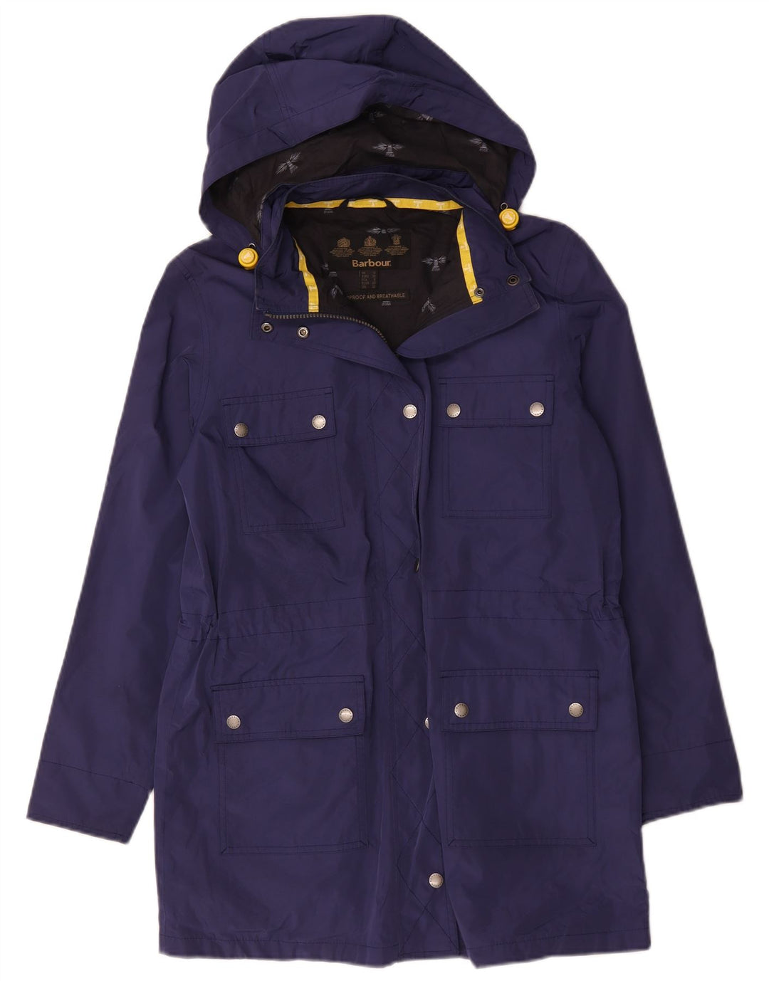 Barbour Dame Hooded Windbreaker Coat UK 12 Medium Navy Blue
