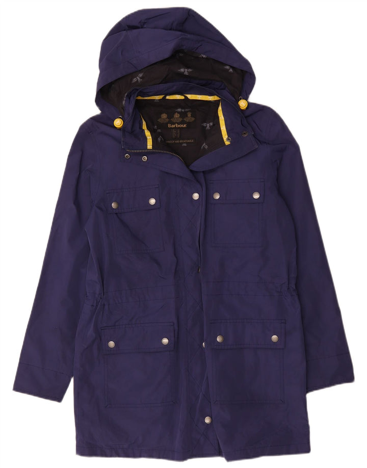 Barbour Dame Hooded Windbreaker Coat UK 12 Medium Navy Blue