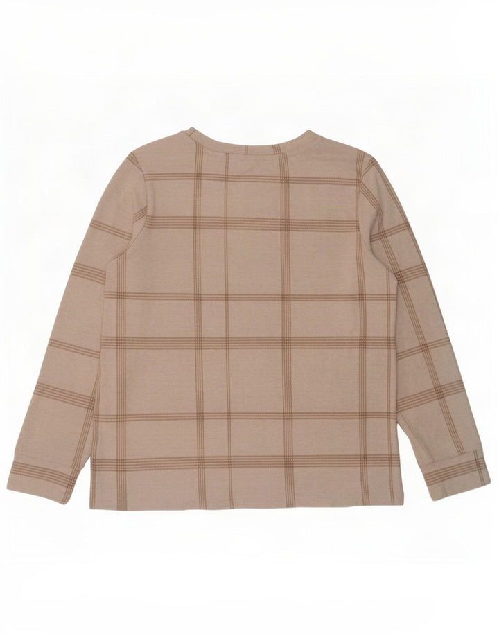 Marks & Spencer Dame Top Langærmet UK 12 Medium Off White Check