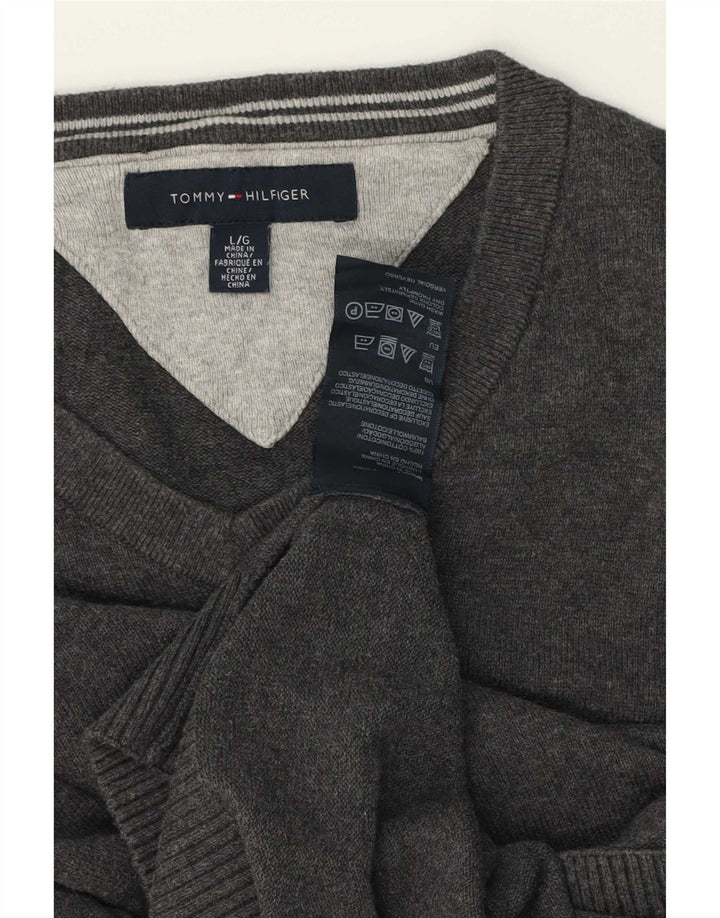 Tommy Hilfiger Herre V-hals sweater Stor Grå Bomuld