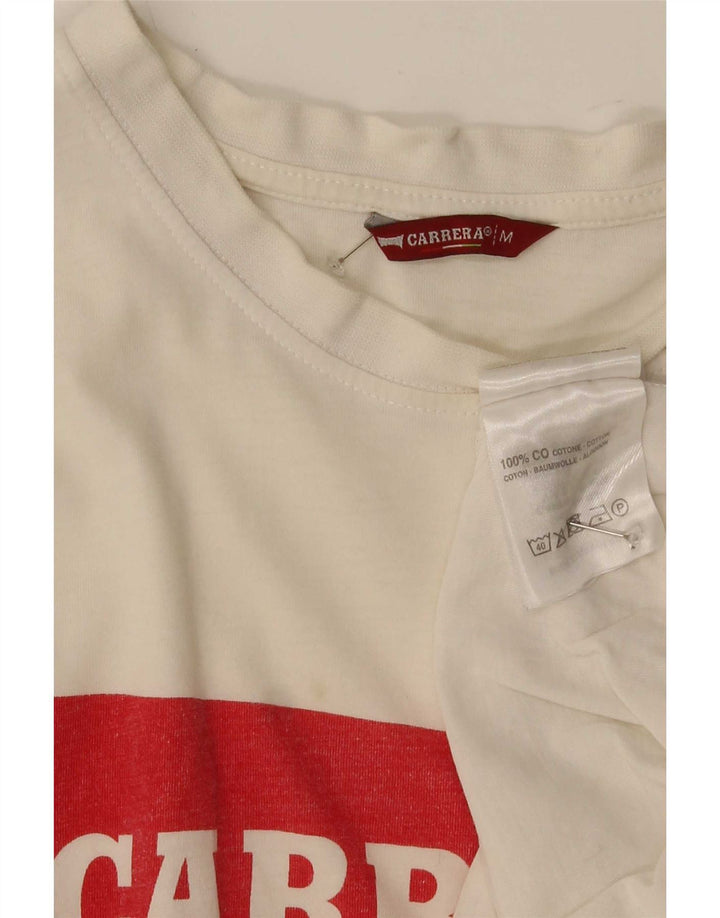 Carrera Herre grafisk T-shirt Top Medium Hvid Bomuld