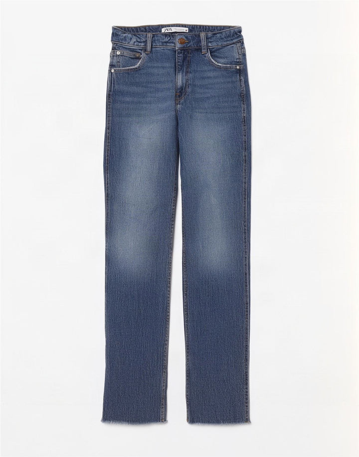 Zara Dame Straight Jeans EU 38 Small W28 L26 Blå Bomuld