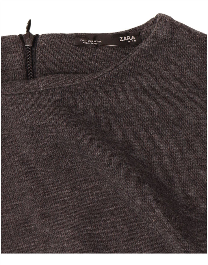 Zara Dame Jumper Dress UK 8 Lille Grå Bomuld