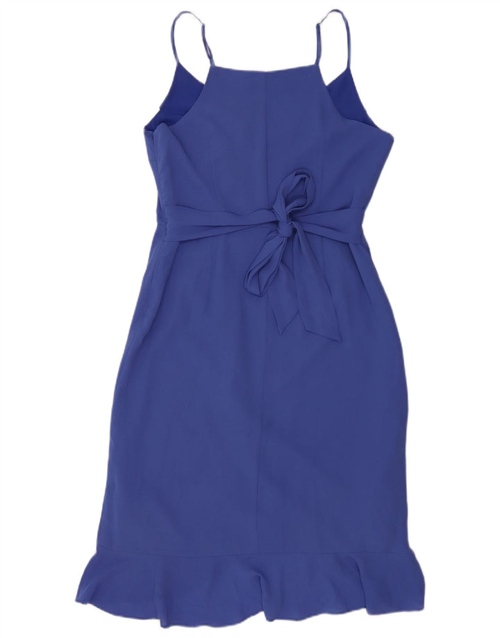 Oasis Dame Ærmeløs Flæse Forreste Skede Kjole UK 12 Medium Blue