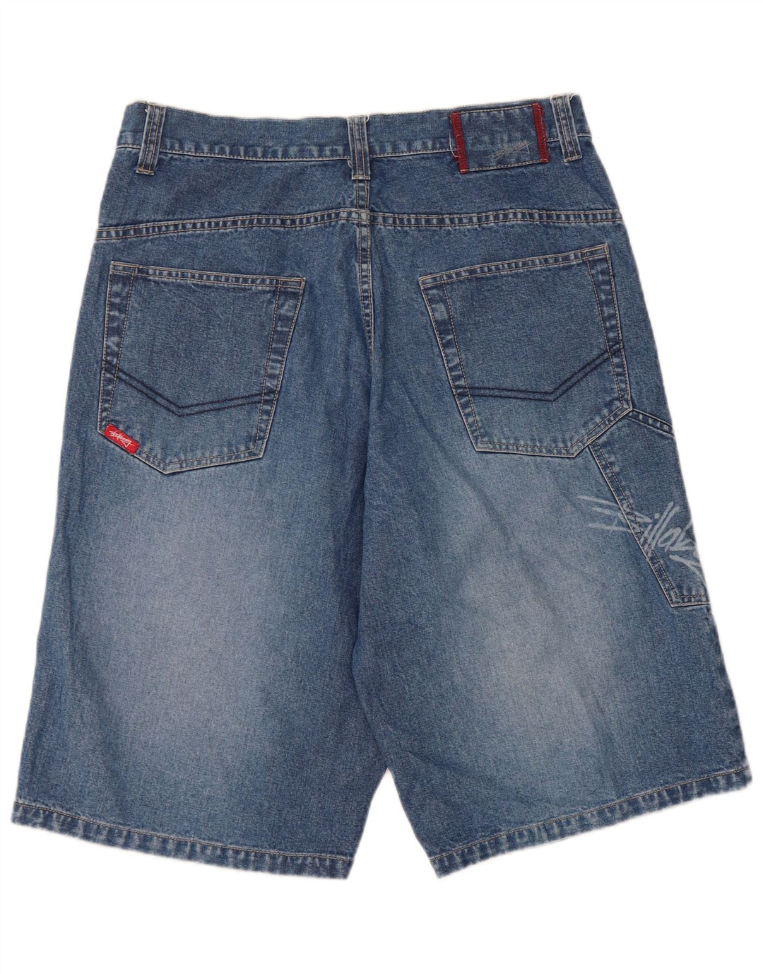 Billabong kvinders grafiske denimshorts W32 store blå bomuld