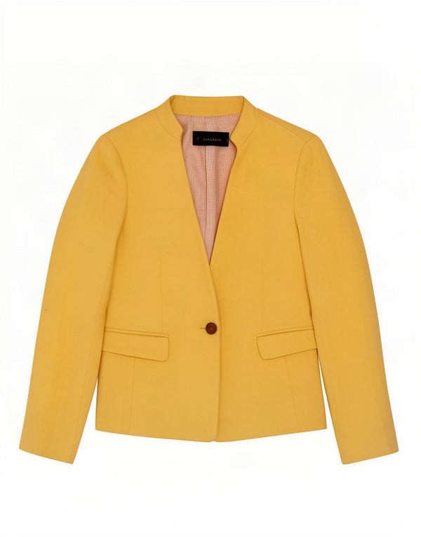 Zara Womens 1 Button Blazer Jacket UK 6 XS Yellow