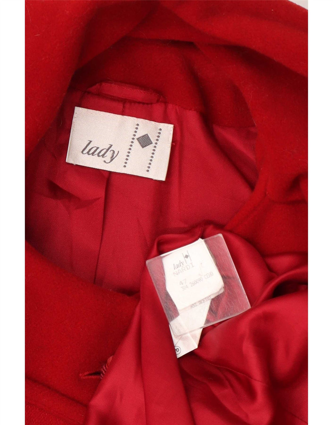 Vintage Dame Overfrakke IT 47 XL Rød Uld